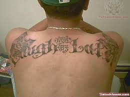 Laugh now, cry later, play now, pay later, and my happy life, my sad life are just a few. Stylish Laugh Now Cry Later Tattoo On Back