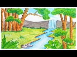 How To Draw Landscape With Oil Pastel Step By Step Very Simple Easy Youtube Easy Nature Drawings Drawing Scenery Landscape Drawings
