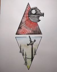 Geometric Star Wars Watercolor Painting Forest Moon Of Endor Death Star Ii Plan On Making The Other Mo Star Wars Painting Star Wars Tattoo Star Wars Drawings