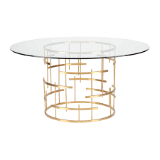 Skye luxury glass round dining table with chrome base seats 4 designer table. Tiffany Dining Table Round Glass With Gold Base Specializing In Custom American Made Furniture Since 1969