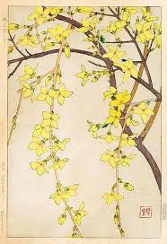 Kawarazaki Shodo Forsythia Japanese Painting Art Japanese Art