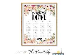 2017 Printable Calendar Printable Wall Calendar Floral 2017 Yearly Calendar 2017 Wall Art Wall Art Instant Download