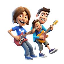 母子在音樂會上表演3d 人物插畫, 3d, 特点, 卡通片PNG去背圖片素材免費下載，免摳圖設計圖案下載- Pngtree