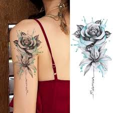 Purple Rose Jewelry Water Transfer Tattoo Stickers Women Body Chest Art Temporary Tattoo Girl W Body Tattoos Girls Temporary Tattoos Shoulder Tattoos For Women