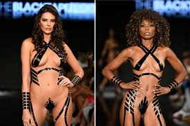 Models wear tape bikinis at raunchy Miami Swim Week show | New York Post
