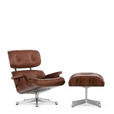 The luxurious leather will stand the test of time. Vitra Lounge Chair Ottoman Santos Palisander Brandy 89 Cm Aluminium Poliert Von Charles Ray Eames 1956 Designermobel Von Smow De
