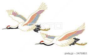 鶴二羽 舞うのイラスト素材 by sayu イラスト フリー画像 素材 イラスト