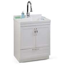 Utility sinks are available in a variety of styles and sizes and work great in workshops or laundry rooms. Darby Home Co Bott 28 L X 21 5 W Free Standing Laundry Sink With Faucet Reviews