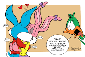 181715 - safe, artist:javisuzumiya, babs bunny (tiny toon adventures),  buster bunny (tiny toon adventures), plucky duck (tiny toon adventures),  bird, duck, lagomorph, mammal, rabbit, waterfowl, anthro, tiny toon  adventures, warner brothers, anthroanthro,
