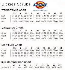 Dickies Scrubs Size Chart
