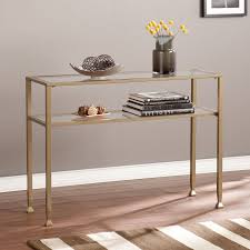 Matte Gold Metal Console Table With Glass Top Brass Console Table Console Table Glass Table