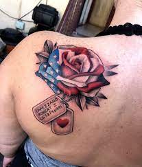 American Flag Rose Tattoo Army Tattoos Dad Tattoos Remembrance Tattoos