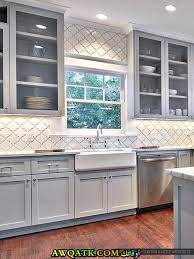 مطابخ جلاس جبس خزف جلوسي دبل جلاس فورمايكا ابيض روعة