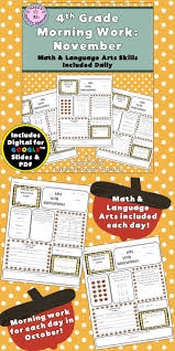 4th Grade Morning Work November Provides All The Morning Work You Will Need For The Month Of November In Bo Morning Work Language Art Activities November Math