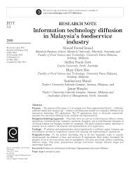 My answer doesn't exactly address the question what technology has malaysia developed?. Pdf Information Technology Diffusion In Malaysia S Foodservice Industry