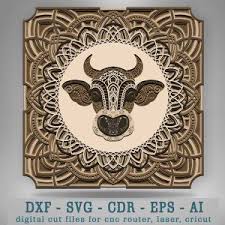 Download Adorable Cow Mandala Svg Floral Cow Mandala Svg Cut File For Cricut Silhouette Laser Cut Files Craftmegood