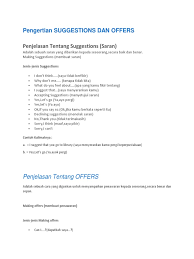 Contoh kalimat spok dalam bahasa inggris. Pengertian Suggestions Dan Offers