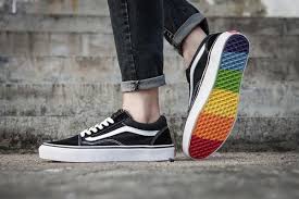 Black And Rainbow Vans Custom Vans Rainbow Shoes Rainbow Vans Shoes Vans
