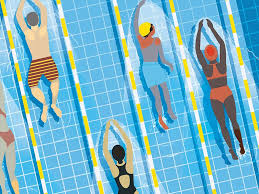 Swimmers Pool Art Vector Illustration Quilt Inspiration