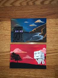 Two Aesthetic Minecraft Paintings Painting Minecraft Cute Canvas Paintings Minecraft Art