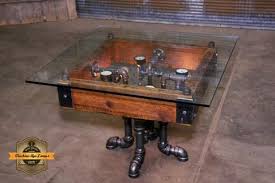 Steampunk Table Steampunk Furniture Minnesota Steampunk Room Decor Machine Age Lamps In 2020 Unique Tables Barn Wood Industrial Coffee Table