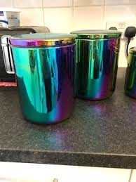 Iridescent Biscuit Canister Home Garden George Rainbow Kitchen Iridescent Decor Home Decor Furniture