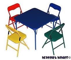 Amazon Com Children S Folding Table Folding Chairs Furniture Set Kitchen Dining Childrens Folding Table Folding Chair Kids Table And Chairs