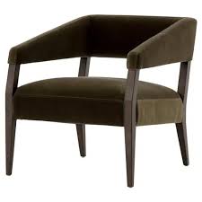 Gray home chairs accent chair comfortable modern style fabric accent chair for. Oscar Mid Century Olive Green Velvet Brown Oak Occasional Club Arm Chair Kathy Kuo Home
