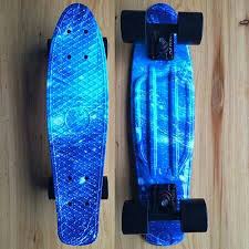 Graphic Series Blue Marble Space Galaxy Board On Black Wheels 22 Quot Mini Cruiser Penny Style Skateboard Penny Skateboard Penny Board Skateboard