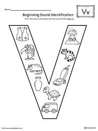 Letter V Beginning Sound Color Pictures Worksheet Beginning Sounds Letter V Letter V Crafts