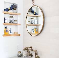 Sage design if you don't have quite enough space to handle shelves that jut out of the wall, consider recessed shelving, as in this modern bathroom by sage design. 17 Small Bathroom Shelf Ideas