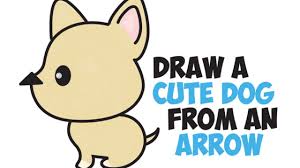Let's learn how to draw a dog together with this easy to follow step by step tutorial. How To Draw A Cute Cartoon Dog Kawaii Style From An Arrow Easy Step By Step Drawing Tutorial For Kids How To Draw Step By Step Drawing Tutorials