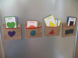 Sorting On An Oil Drip Pan Using Paper Bags And Shape Flash Cards Just Add Magnet Tape Learning Shapes Shapes Preschool Business For Kids