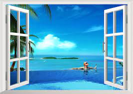 Check out our beach window art selection for the very best in unique or custom, handmade pieces from our wall decals & murals shops. 3d Sunshine Beach Palm Window View Wall Art Stickers Vinyl Decal Home Decor Home Decor Vinyl Decalwall Art Stickers Aliexpress