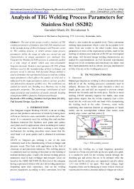 Pdf Analysis Of Tig Welding Process Parameters For