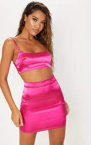 Pink Satin High Waisted Mini Skirt Skirts Prettylittlething Il