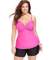 Island Escape Plus Size Underwire Tankini Top Solid Swim Shorts Plus Size Swimwear Plus Sizes Macy S Underwire Tankini Tops Tankini Plus Size