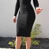 Solid bowknot neck ruffles bodycon dress. 1
