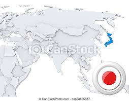 Japan outline map labeled with tokyo, yokohama, osaka, nagoya, sapporo japan is an island country in east asia with 126 million populations. Highlighted Japan On Map Of Asia With National Flag Canstock