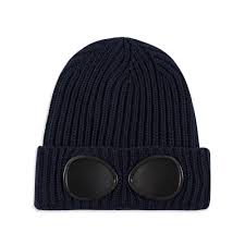 C P Company Boys Goggle Beanie Hat Navy Boys Beanie Hat Soft Wool Fabric Thick Ribbed Knit Turn Up Brim Removable Bla Beanie Hats Boys Beanie Beanie