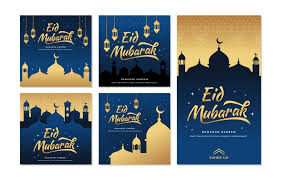 Islamic greeting eid mubarak card design with beautiful gold lanterns and crescent moon . Happy Eid Mubarak Greetings 2058742 Vector Art At Vecteezy