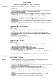 User Experience Analyst Resume Samples Velvet Jobs