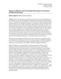 View more female monologues from plays. Edgar Lee Masters And The Dramatic Monologue Innovations Flip Ebook Pages 1 31 Anyflip Anyflip