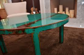 Custom Round Metal Coffee Table Art With Beautiful Turquoise And Jade Green Paint Color Painted Coffee Tables Coffee Table Wood Colorful Coffee Table
