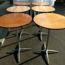 Tables have a leveling adjustment on the feet. 30 Round Highboy Cocktail Table Rentals Big Blue Sky Party Rentals