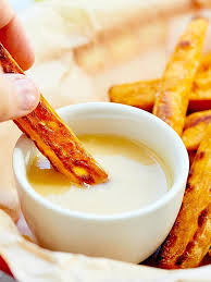 Baked Sweet Potato Fries Recipe W 3 Sauces Honey Mustard Maple Recipe Buttered Sweet Potatoes Sweet Potato Chips Sweet Potato Dip Recipe