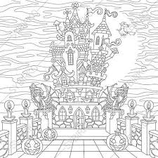 Halloween Spooky Castle 2 Coloring Pages For Happy Halloween Greeting Card Halloween Coloring Pages Halloween Coloring Book Printable Christmas Coloring Pages
