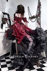 Custom Off Shoulder Red Black Puffy A-line high-low Lolita Dress