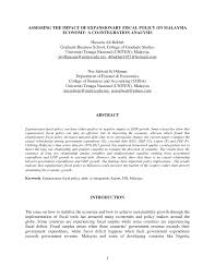 Law, chee hong (2016) sectoral impact of fiscal policy in malaysia. Pdf Assessing The Impact Of Expansionary Fiscal Policy On Malaysia Economy A Co Integration Analysis