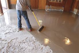 Self Leveling Concrete To Provide Sharp Look Concrete Decor Concrete Floor Leveling Concrete Floors Diy Concrete Topping